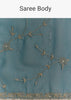 Navy Blue Floral Jaal Embroidered Tissue Saree With Cutdana And Sequins
