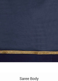 Navy blue georgette saree embellished with cut dana embroidery only on Kalki