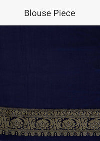 Navy blue georgette  weaved saree