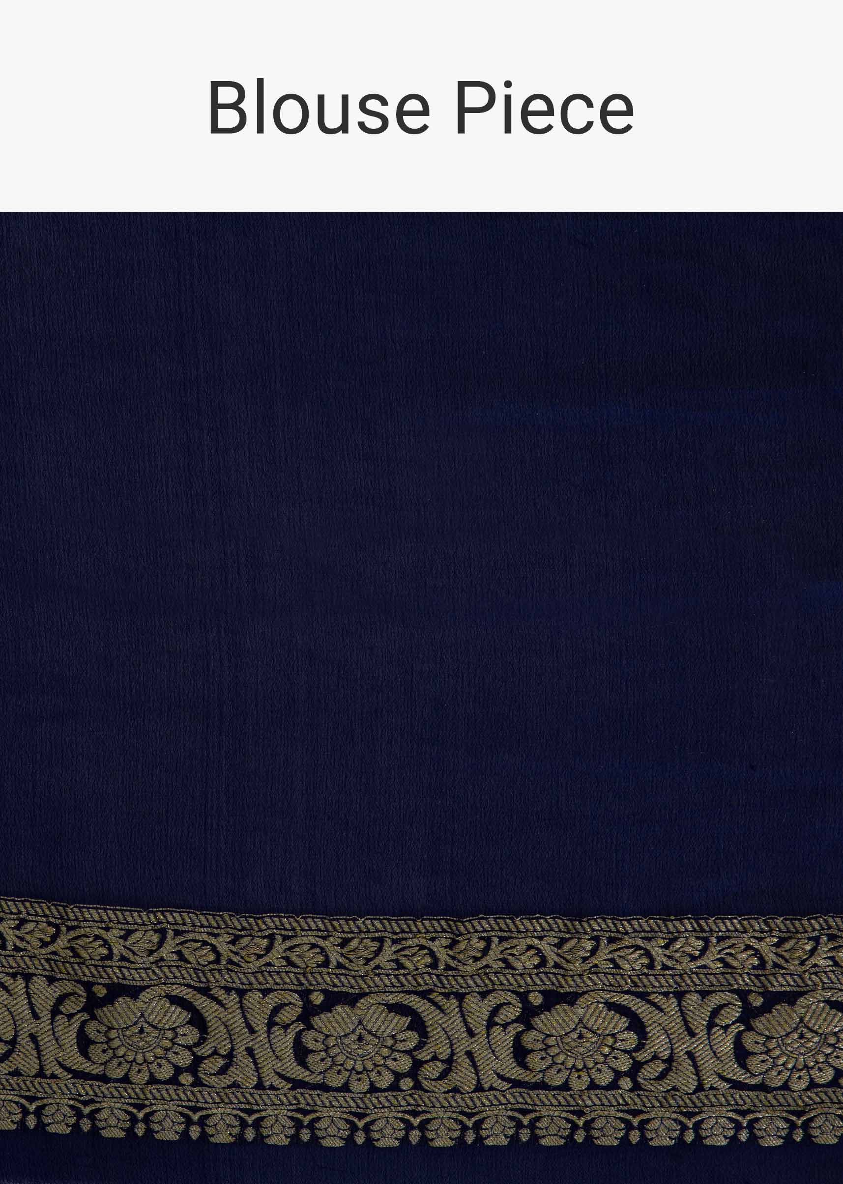 Navy blue georgette  weaved saree