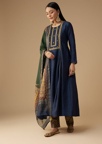 Navy Blue Sequin Work Anarkali Set