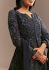 Navy Blue Sequined High Slit Kurta Lehenga Set