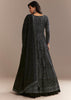 Navy Blue Sequined High Slit Kurta Lehenga Set