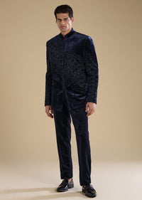 Navy Blue Velvet Jodhpuris with Sequins