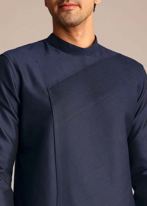 Navy Blue Asymmetric Kurta Set