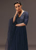 Navy Blue Hand Embroidered Anarkali Suit With Dupatta