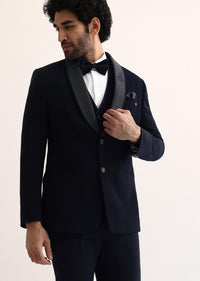 Navy Blue Intricate Embroidered Tuxedo