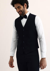 Navy Blue Intricate Embroidered Tuxedo