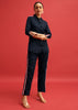Navy Blue Linen Co ord Set With Patchwork