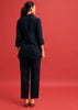 Navy Blue Linen Co ord Set With Patchwork