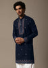 Navy Blue Linen Kurta Salwar For Men