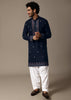 Navy Blue Linen Kurta Salwar For Men