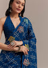 Navy Blue Saree With Leaf Motif Woven Design
