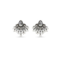 Noir D Studs With Intricate Pearl And Crystal Detailing By Prerto