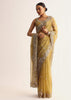 Occur Yellow Tissue Floral Saree With Scallop Embroidered Border