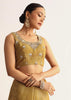 Occur Yellow Tissue Floral Saree With Scallop Embroidered Border