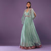 Sea Green Embroidered Gown In Crepe