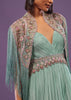 Sea Green Embroidered Gown In Crepe