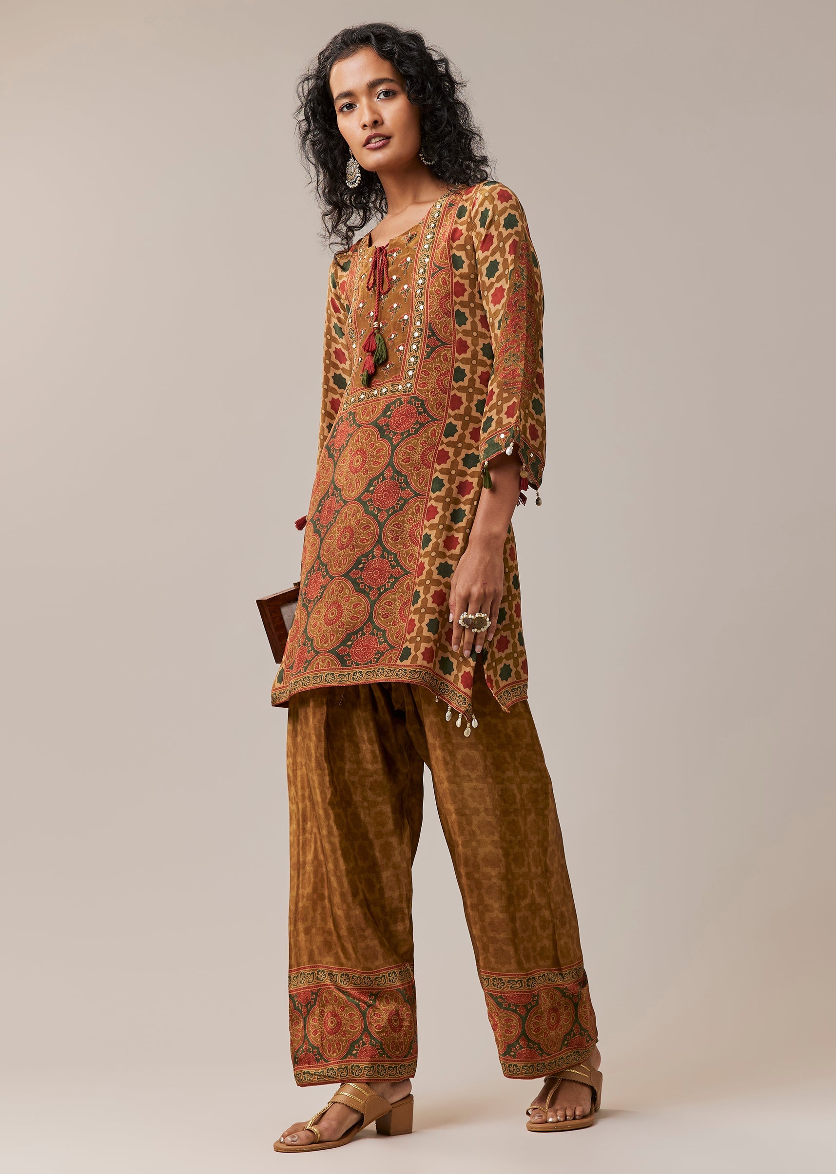 Buy Ochre Yellow Printed Kurta and Pant Set | KALKI Fashion | KALKI ...