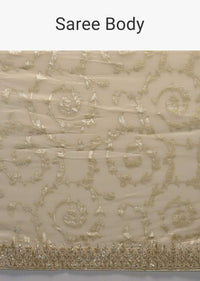 Off White Banarasi Saree In Silk Blend With Woven Floral Jaal Online - Kalki Fashion