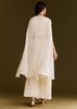 Off White Chinon Cape Suit With Zardosi And Moti Embroidery
