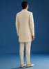 Off White Crush Tissue Sherwani Set With Beads And Cutdana Work