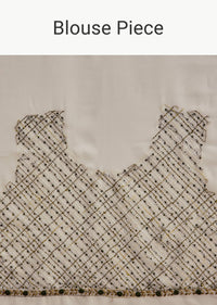 Off White Georgette Saree With Kashmiri Floral Embroidery