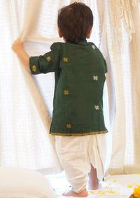 Kalki Boys Off White Pre-Stitched Dhoti Pants In Hand Woven Cotton Love The World Today