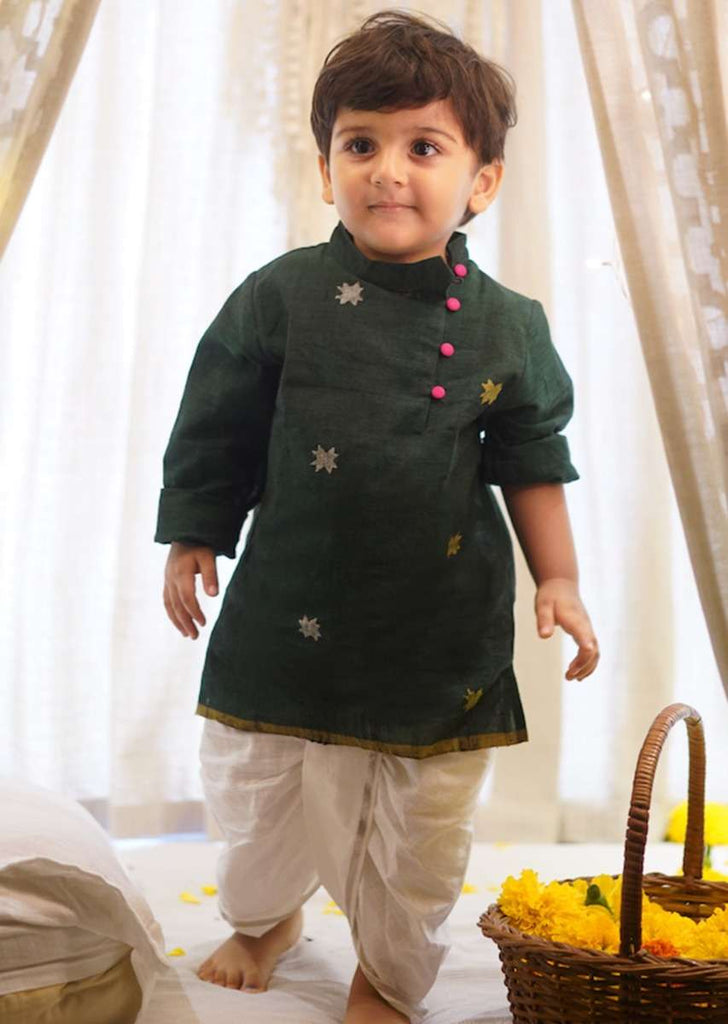 Kalki Boys Off White Pre-Stitched Dhoti Pants In Hand Woven Cotton Love The World Today