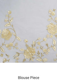 Off white saree in net with self color sequin and cut dana embroidery only on Kalki