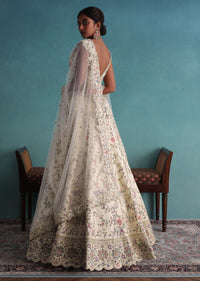 Off White 12 Kali Bridal Embroidered Lehenga In Raw Silk With Floral Handwork