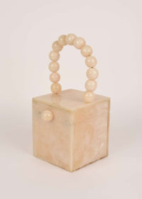 Off White Box Clutch In Acrylic With Marble Design All Over Online - Kalki Fashion