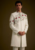 Off White Indowestern With Hand Embroidered Bird And Floral Pattern