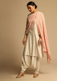 Off White Kurta Set Without dupatta in Cowl Pants