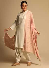 Off White Kurta Set Without dupatta in Cowl Pants