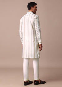 Off White Printed Kurta With Embroidery