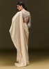Off White Ready To Wear Satin Saree With Full Sleeve Blouse