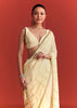 Off White Saree In Chinnon With Cutdana Embroidery