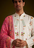 Off White Silk Thread Embroidered Kurta Set With Bandhani Dupatta