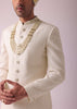 Off White Thread Embroidered Sherwani Set In Georgette