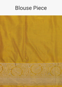 Daffodil Yellow Woven Kanjivaram Saree In Pure Silk With An Unstitched Blouse