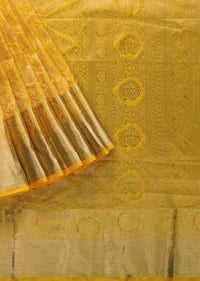 Daffodil Yellow Woven Kanjivaram Saree In Pure Silk With An Unstitched Blouse