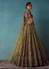 Olive Gold Bridal Lehenga Set Adorned With Sequins And Pearls