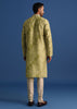 Olive Green Silk Printed Kurta Set