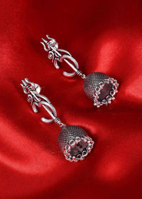 Om and trishul motif silver temple jhumkas only on Kalki