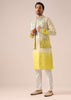 Ombre Yellow Jacket And Kurta Set with Mirror Work