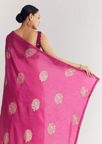 Onion Pink Brocade Saree With Gotapatti Border
