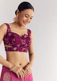 Onion Pink Brocade Saree With Gotapatti Border