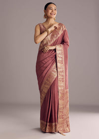 Onion Pink Dola Silk Saree With Zari Motifs Pallu