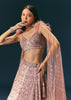 Onion Organza Lehenga And Blouse Set With Choker Dupatta